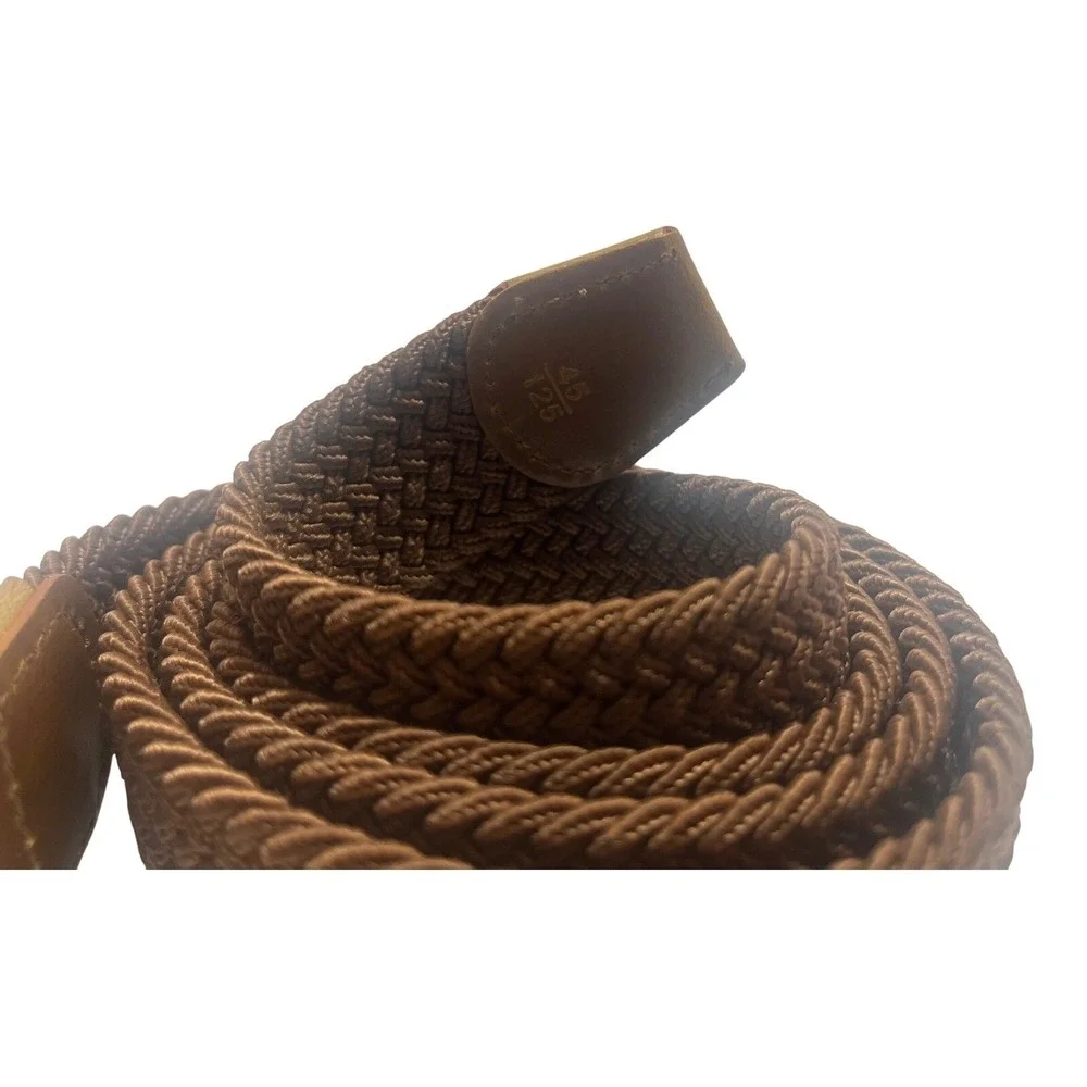 Torino‎ Brown Leather & Rayon Woven Stretch Western Casual Belt 45 Men's
